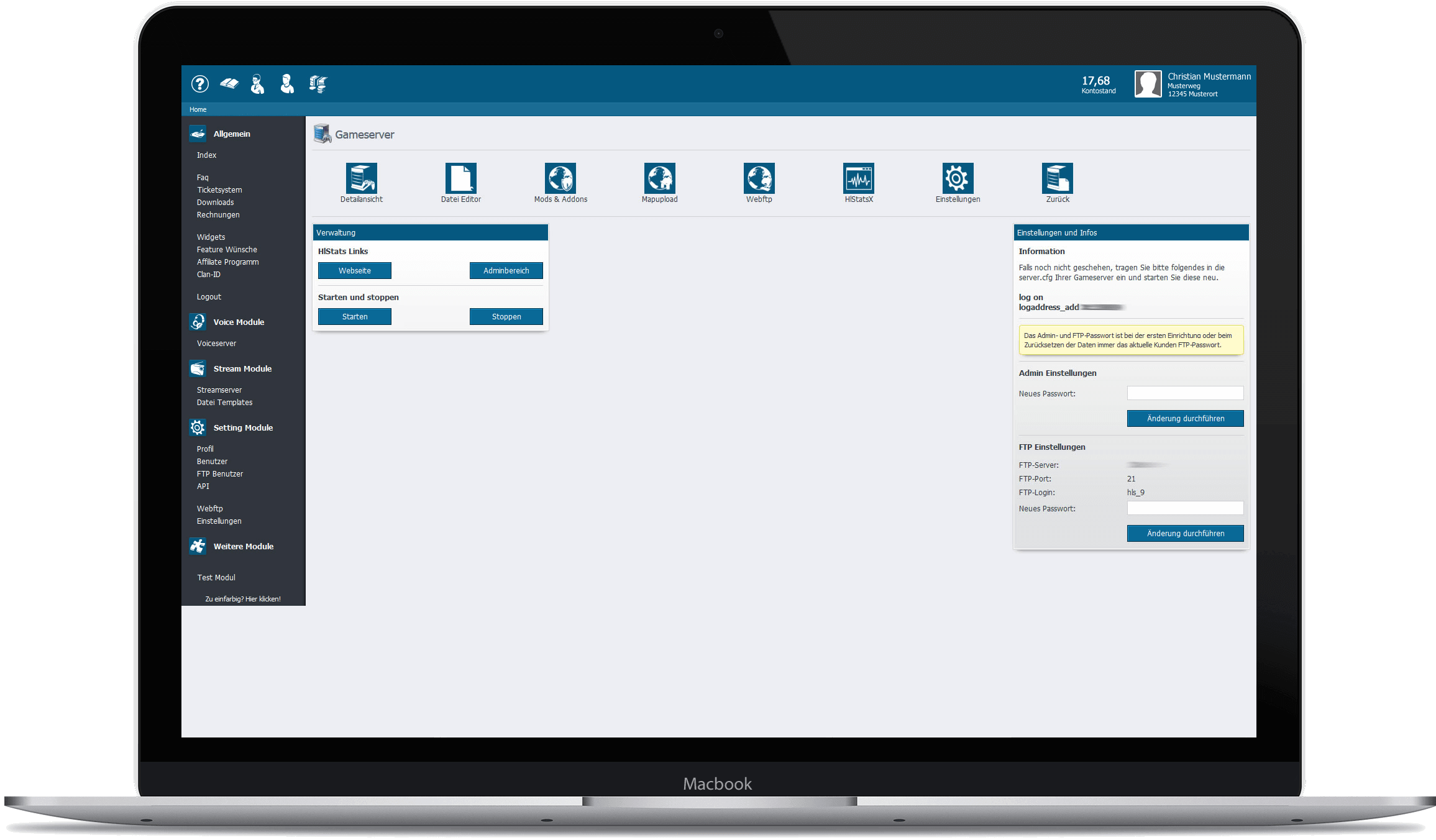 TekBASE Webinterface